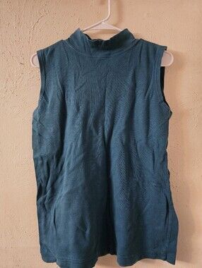 Vintage American Eagle Outfitters Sleeveless Mock Neck Top in Teal Blue-Green